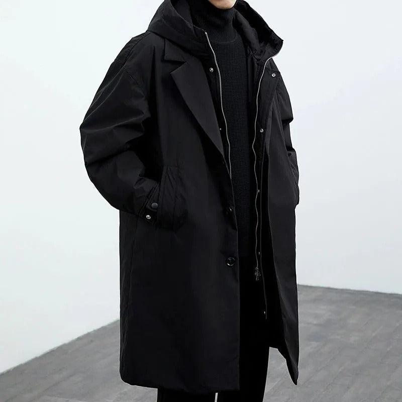 Daan | Wintertrenchcoat met gewatteerde voering en verlengde snit