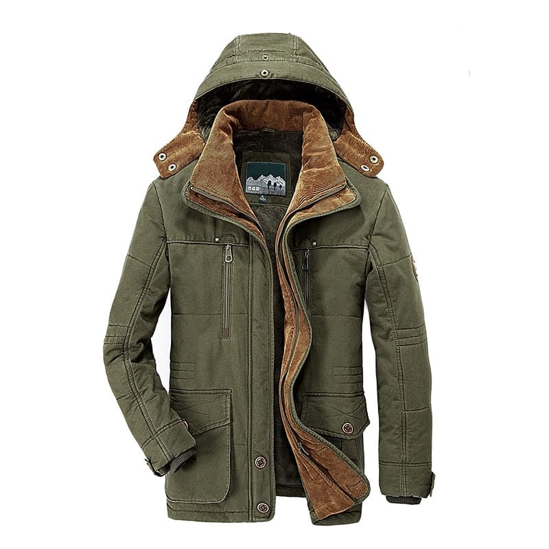 Heren Gevoerde Winterjas – Water- en Winddichte Warme Parka met Capuchon