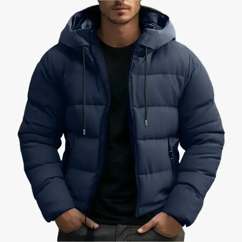 Heren gewatteerde winterjas – Jas met capuchon en ritssluiting