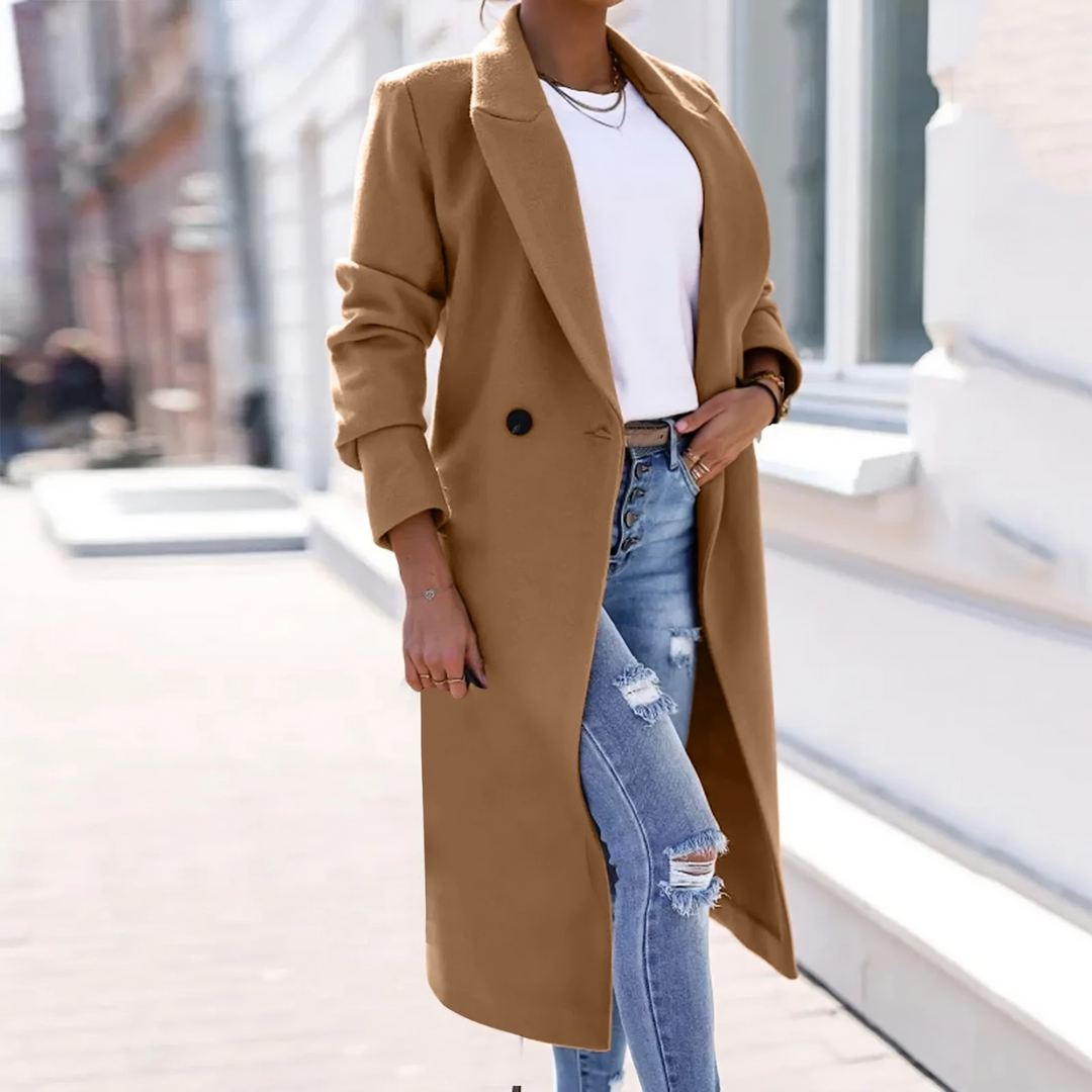 Athena lange riem wollen trenchcoat