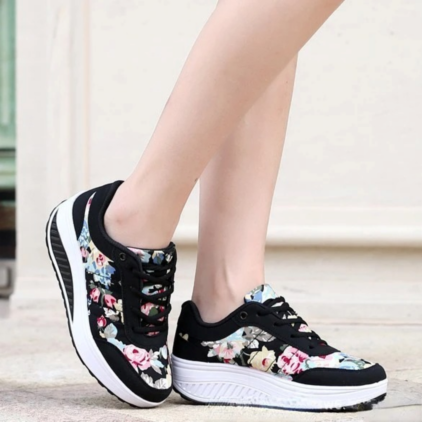 Bloemenprint lichtgewicht comfortabele orthopedische dames sneakers