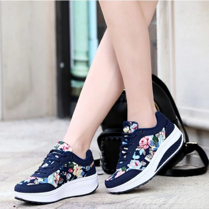 Bloemenprint lichtgewicht comfortabele orthopedische dames sneakers