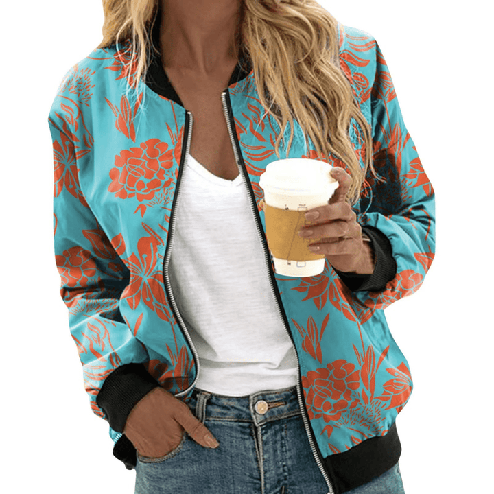 Bomberjack met Bloemenprint – Casual Zomerjas met Rits voor Dames, Dagelijks Gebruik