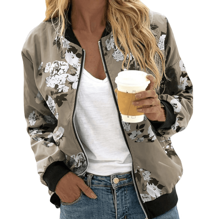 Bomberjack met Bloemenprint – Casual Zomerjas met Rits voor Dames, Dagelijks Gebruik