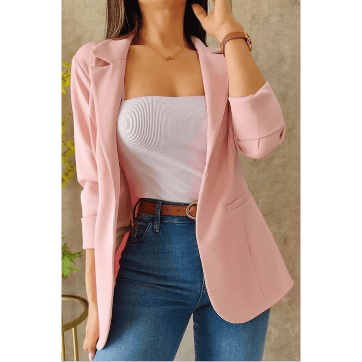 Casual Damesblazer – Lange Open Blazer zonder Sluiting voor Werk en Dagelijks Gebruik