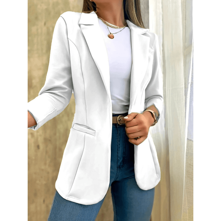 Casual Damesblazer – Lange Open Blazer zonder Sluiting voor Werk en Dagelijks Gebruik