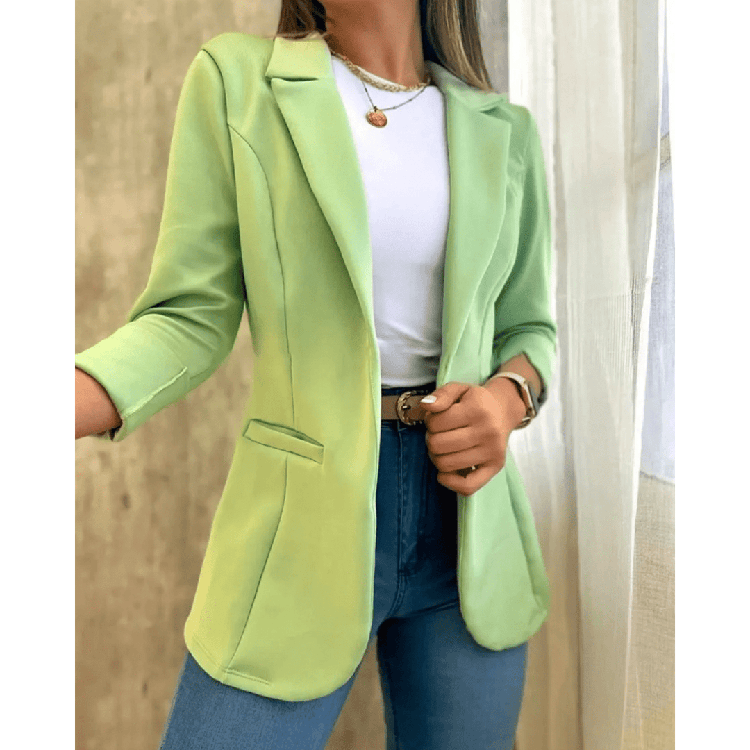 Casual Damesblazer – Lange Open Blazer zonder Sluiting voor Werk en Dagelijks Gebruik