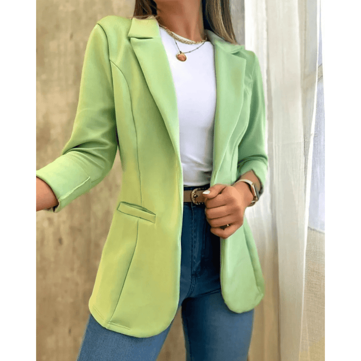 Casual Damesblazer – Lange Open Blazer zonder Sluiting voor Werk en Dagelijks Gebruik