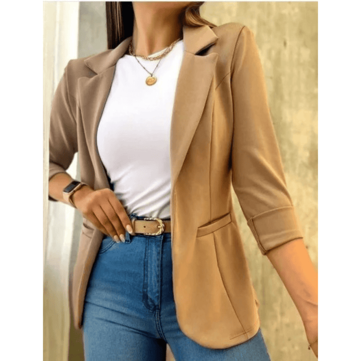 Casual Damesblazer – Lange Open Blazer zonder Sluiting voor Werk en Dagelijks Gebruik