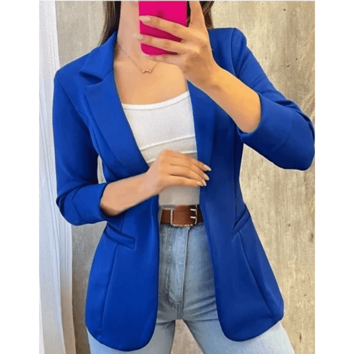 Casual Damesblazer – Lange Open Blazer zonder Sluiting voor Werk en Dagelijks Gebruik