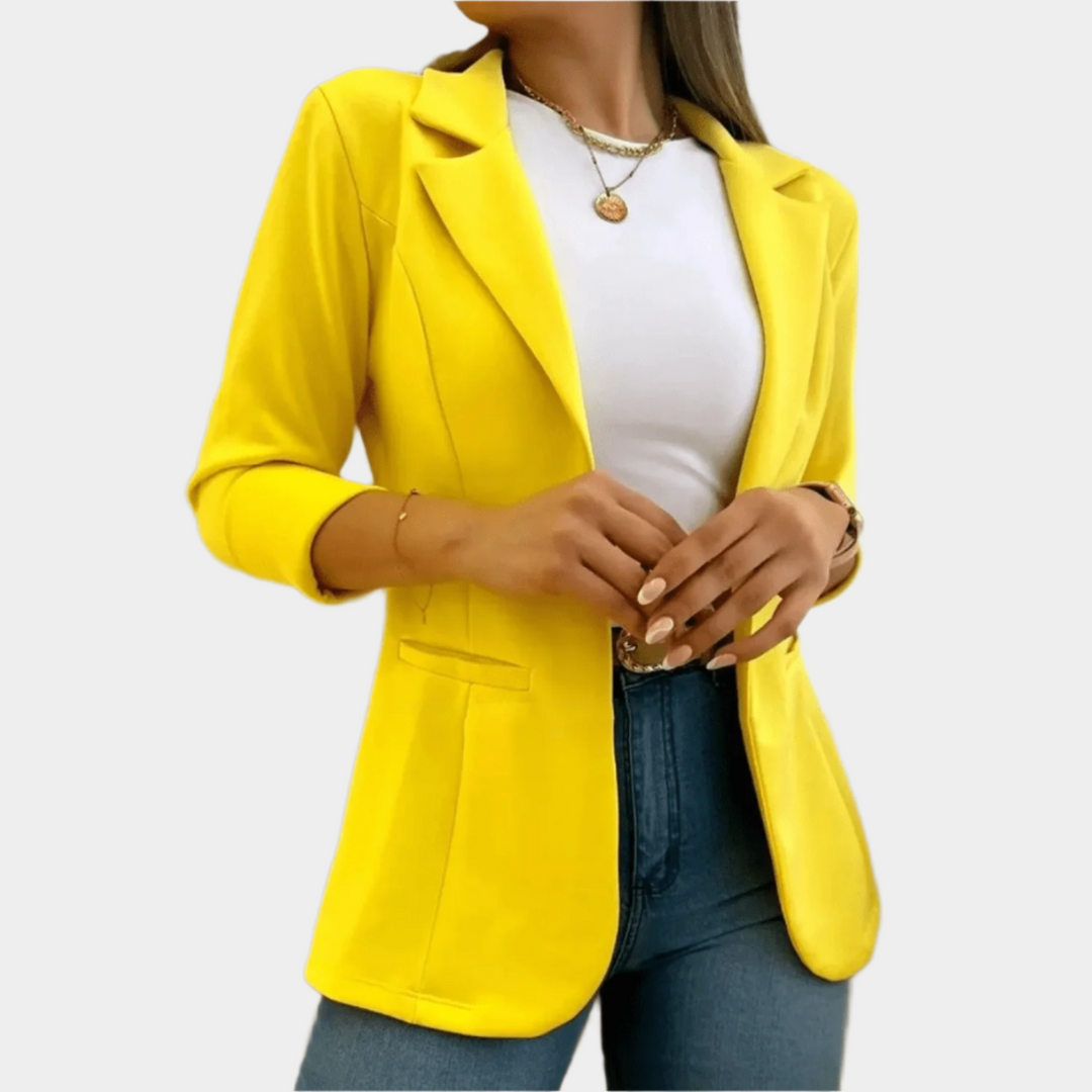 Casual Damesblazer – Lange Open Blazer zonder Sluiting voor Werk en Dagelijks Gebruik