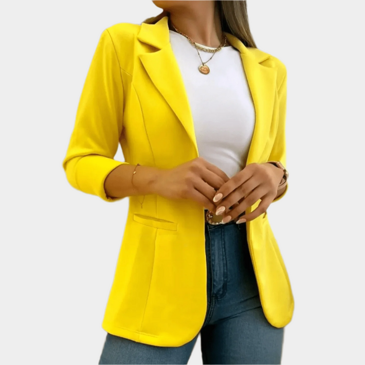 Casual Damesblazer – Lange Open Blazer zonder Sluiting voor Werk en Dagelijks Gebruik