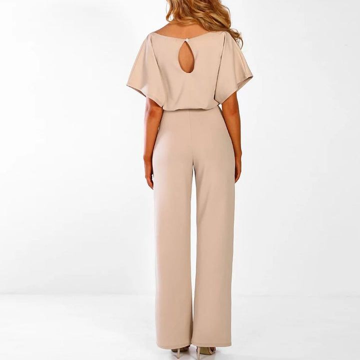 Chique Dames Jumpsuit – Wijde Pijpen, Strikceintuur, Luchtige Mouwen, Elegant en Trendy