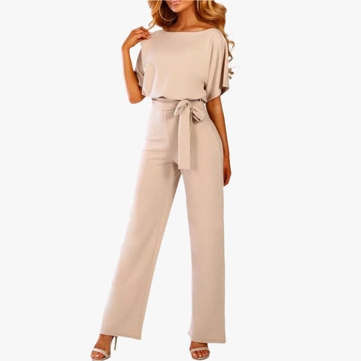 Chique Dames Jumpsuit – Wijde Pijpen, Strikceintuur, Luchtige Mouwen, Elegant en Trendy
