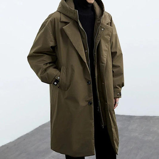 Daan | Wintertrenchcoat met gewatteerde voering en verlengde snit