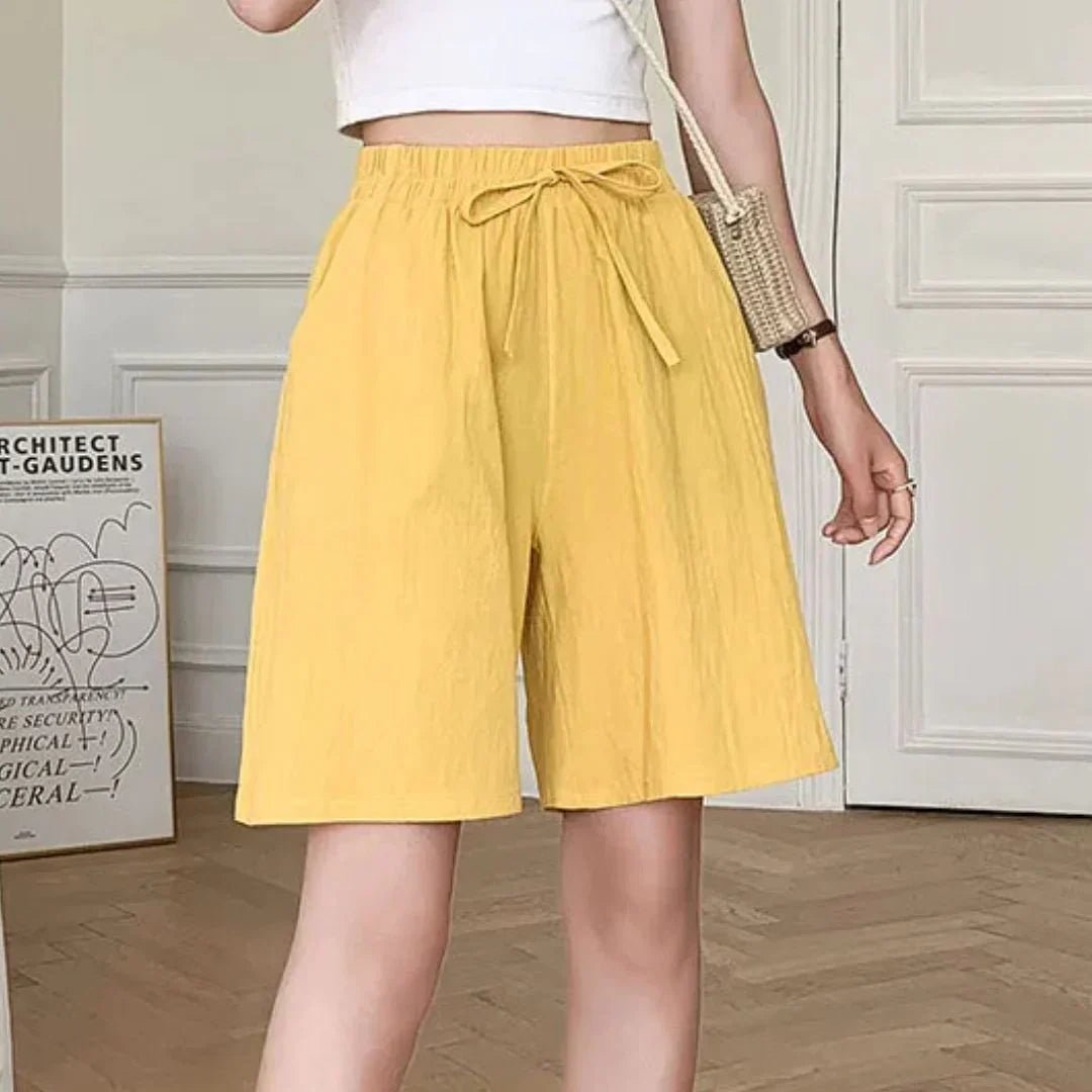 Dames Casual Linnen Short – Losvallende Zomershort met Hoge Taille en Striksluiting