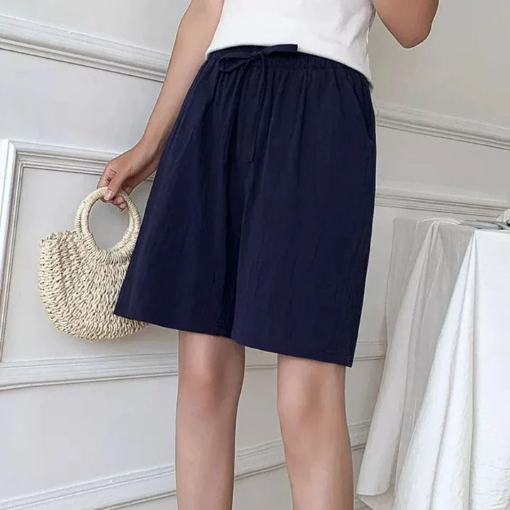 Dames Casual Linnen Short – Losvallende Zomershort met Hoge Taille en Striksluiting