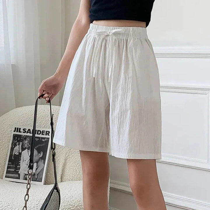 Dames Casual Linnen Short – Losvallende Zomershort met Hoge Taille en Striksluiting
