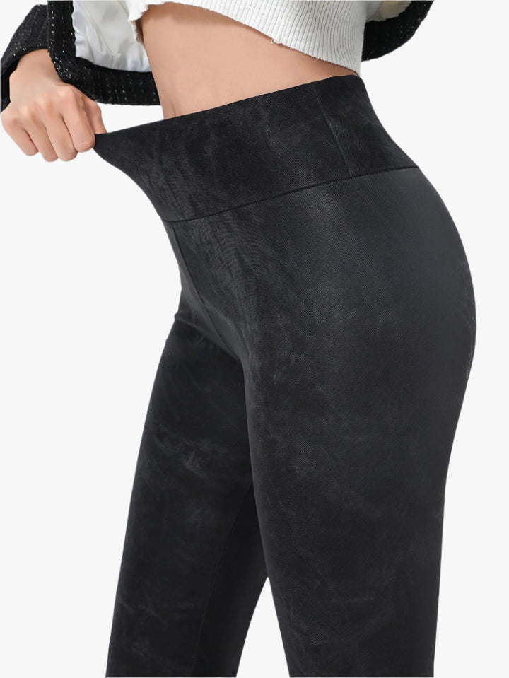 Dames Hoge Taille Legging – Stretch Fluwelen Legging met Comfortabele Pasvorm
