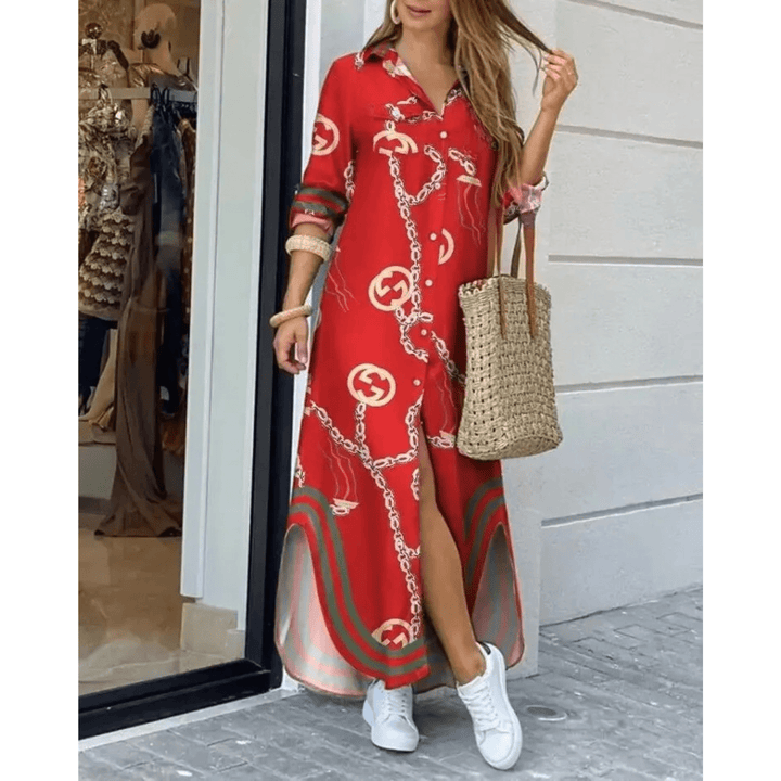 Dames Overhemdjurk – Lange Zomerjurk met Knopen & Lange Mouwen, Casual Stijl