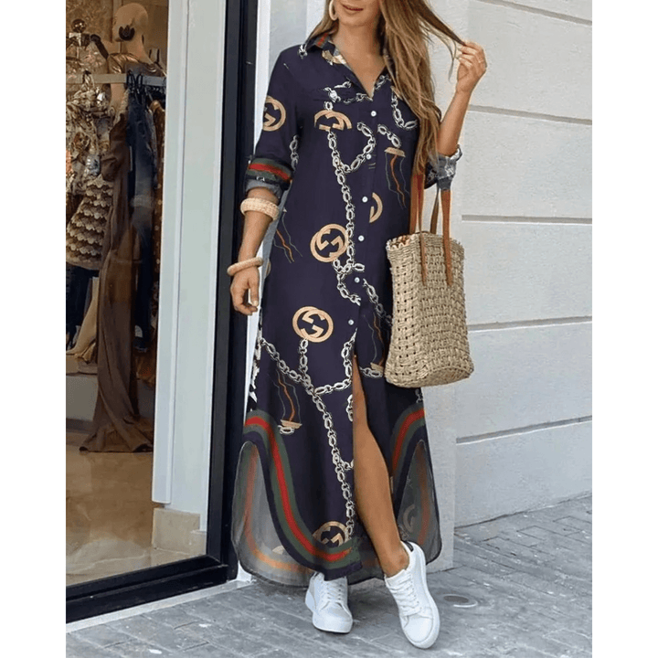 Dames Overhemdjurk – Lange Zomerjurk met Knopen & Lange Mouwen, Casual Stijl