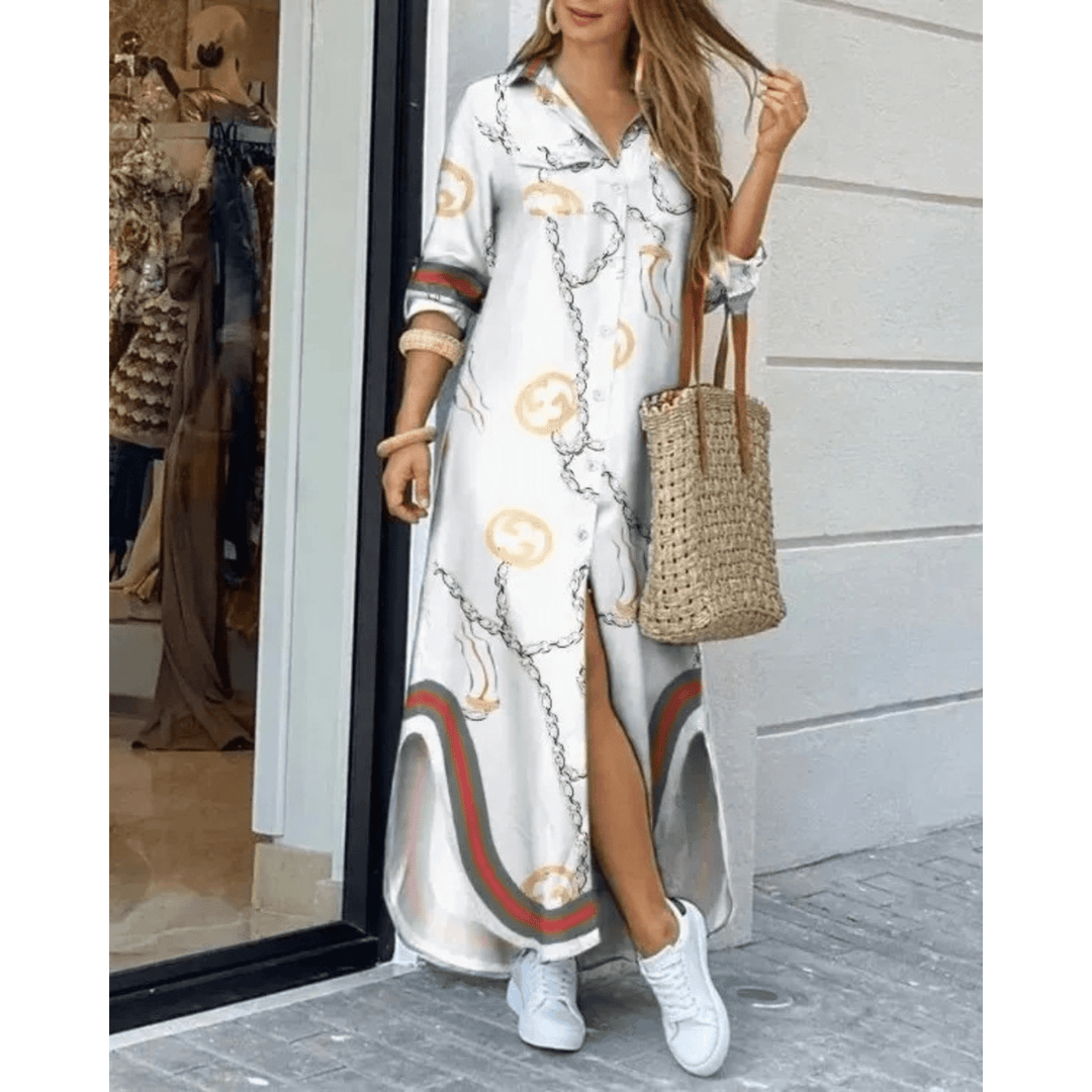Dames Overhemdjurk – Lange Zomerjurk met Knopen & Lange Mouwen, Casual Stijl