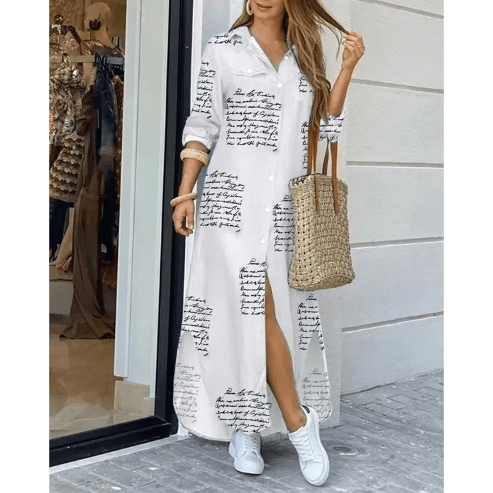 Dames Overhemdjurk – Lange Zomerjurk met Knopen & Lange Mouwen, Casual Stijl