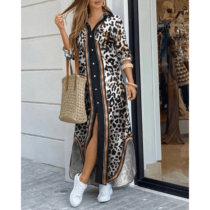 Dames Overhemdjurk – Lange Zomerjurk met Knopen & Lange Mouwen, Casual Stijl
