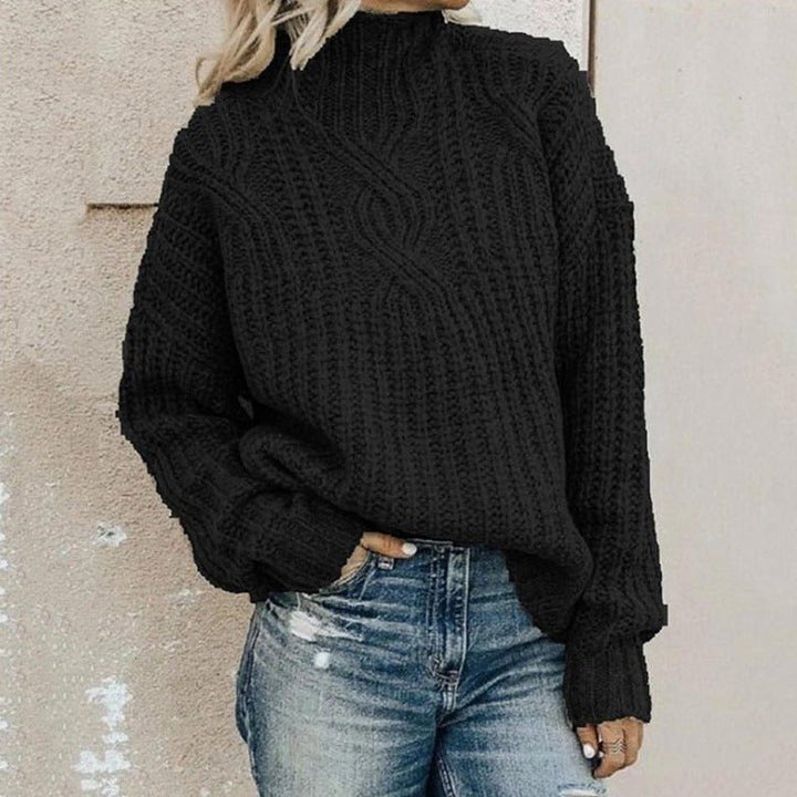 Dames Oversized Gebreide Coltrui – Warme Wintertrui met Kabelpatroon