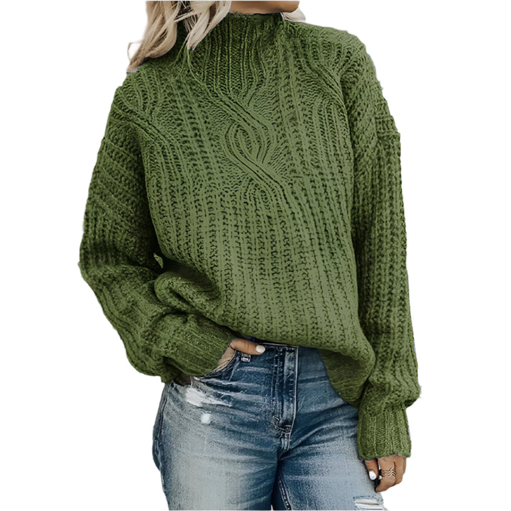 Dames Oversized Gebreide Coltrui – Warme Wintertrui met Kabelpatroon