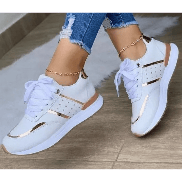 Dames Sneakers met Glanzende Accenten – Ademend Bovenwerk en Comfortabele Zool