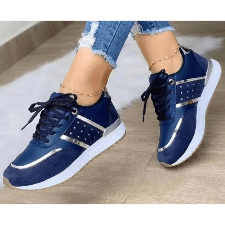 Dames Sneakers met Glanzende Accenten – Ademend Bovenwerk en Comfortabele Zool