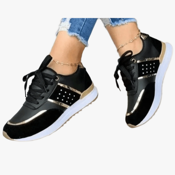 Dames Sneakers met Glanzende Accenten – Ademend Bovenwerk en Comfortabele Zool