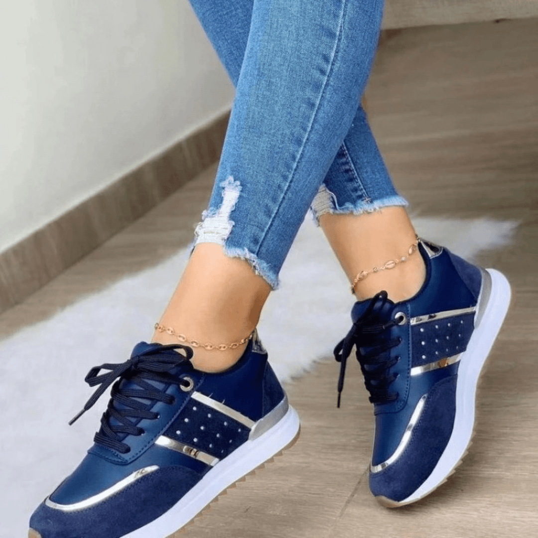 Dames Sneakers met Metallic Details – Sportieve & Comfortabele Casual Schoenen, Lichtgewicht en Ademend