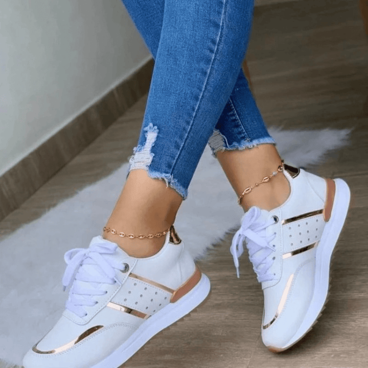 Dames Sneakers met Metallic Details – Sportieve & Comfortabele Casual Schoenen, Lichtgewicht en Ademend