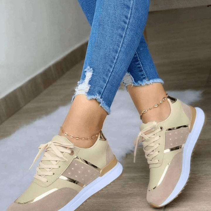 Dames Sneakers met Metallic Details – Sportieve & Comfortabele Casual Schoenen, Lichtgewicht en Ademend
