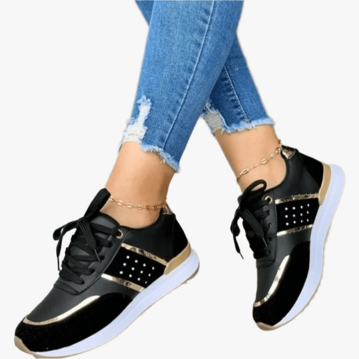 Dames Sneakers met Metallic Details – Sportieve & Comfortabele Casual Schoenen, Lichtgewicht en Ademend