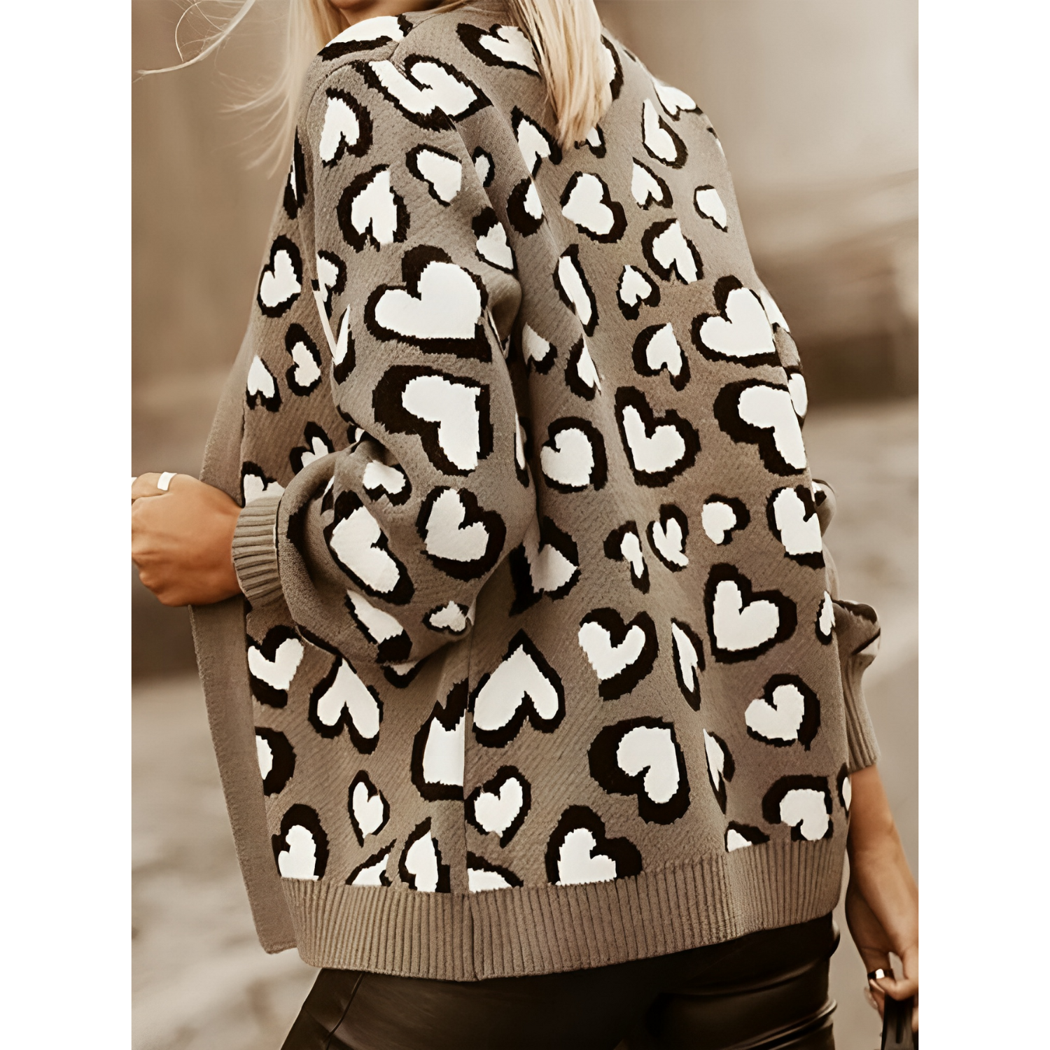 Damesvest met V-Hals hartprint