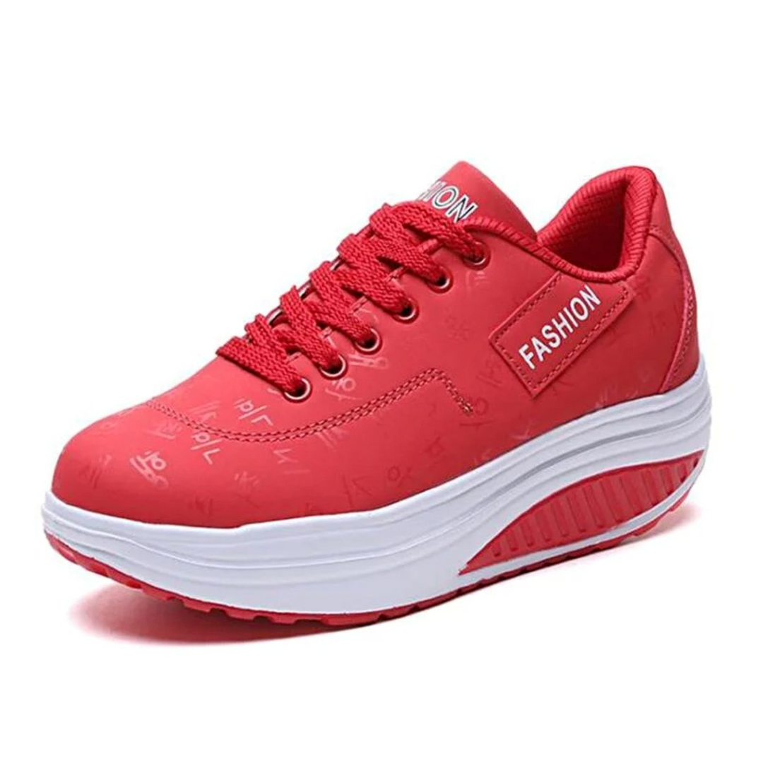 Dikke rode comfortabele hoge zool orthopedische dames sneakers