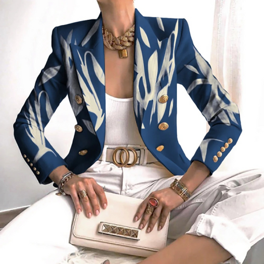 Dubbelrijig ontwerp, geprinte dames blazer, kantoorwerkkleding