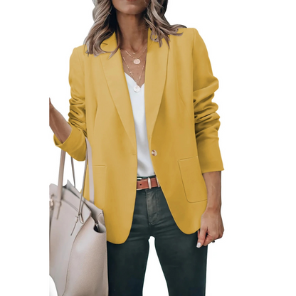 Effen zwarte losse dames blazer met pofmouwen