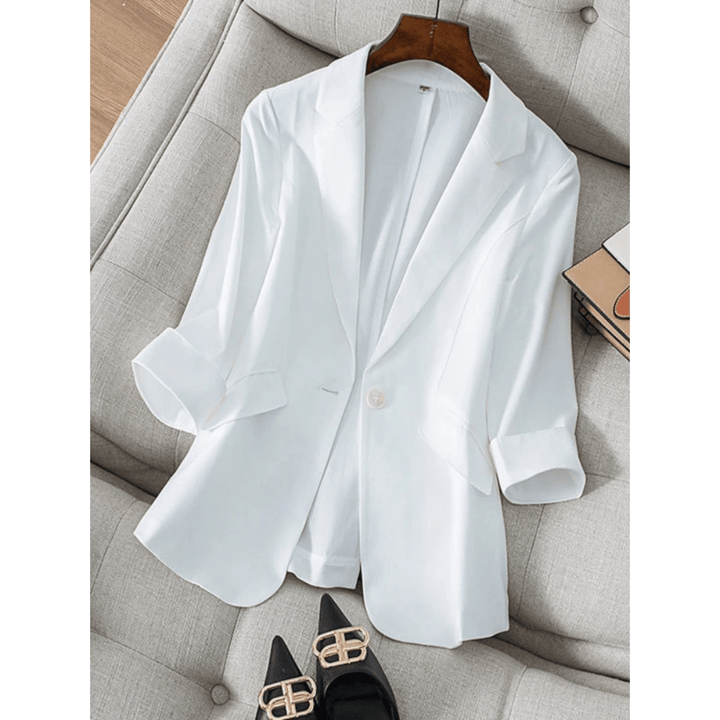 Enkelrijige Damesblazer – Stijlvolle Lange Blazer met Reverskraag voor Werk en Casual