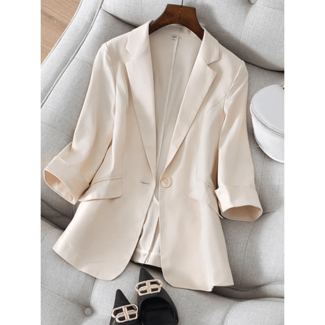 Enkelrijige Damesblazer – Stijlvolle Lange Blazer met Reverskraag voor Werk en Casual