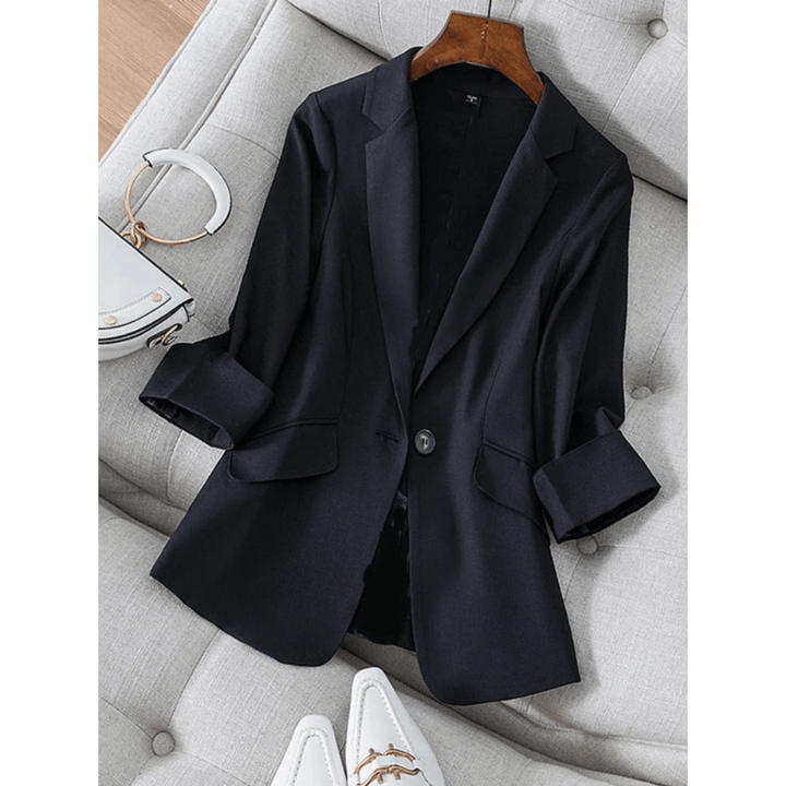 Enkelrijige Damesblazer – Stijlvolle Lange Blazer met Reverskraag voor Werk en Casual