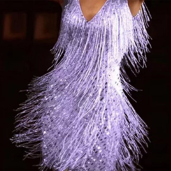 Flapper Jurk met Fringes – V-hals, Mouwloos, Charleston Stijl, Feestjurk