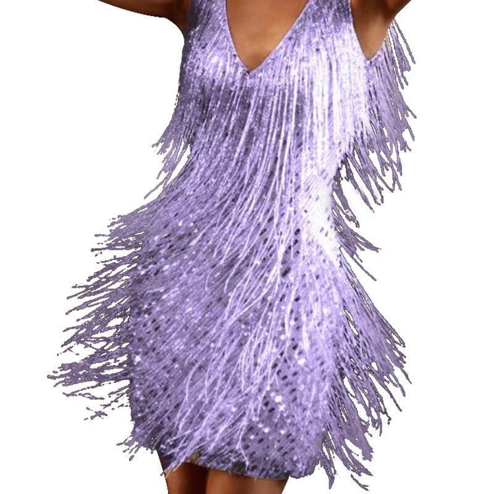 Flapper Jurk met Fringes – V-hals, Mouwloos, Charleston Stijl, Feestjurk
