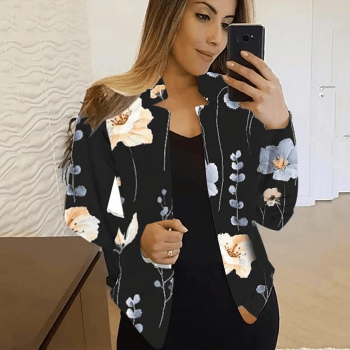 Getailleerde Damesblazer – Elegante Blazer met Bloemenprint voor Werk en Lente Outfits