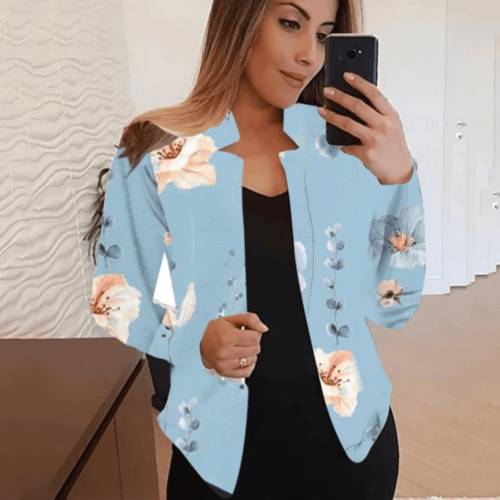 Getailleerde Damesblazer – Elegante Blazer met Bloemenprint voor Werk en Lente Outfits