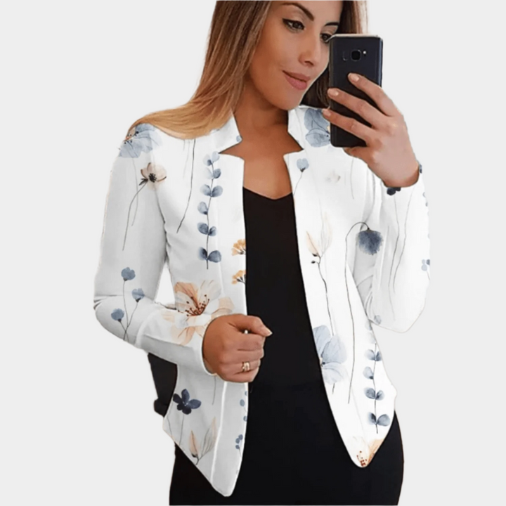 Getailleerde Damesblazer – Elegante Blazer met Bloemenprint voor Werk en Lente Outfits