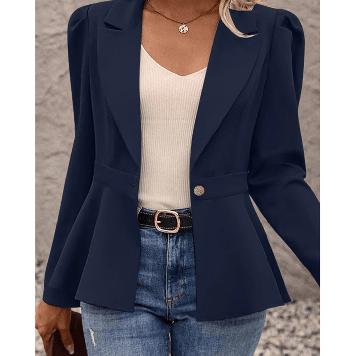 Getailleerde Damesblazer – Elegante Blazer met Pofmouwen voor Werk en Chique Outfits